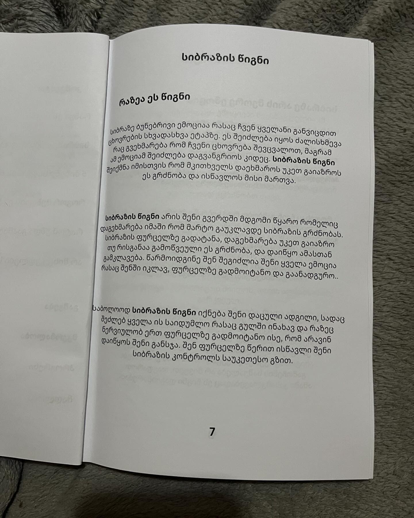 სიბრაზის წიგნი — შიდა გვერდი